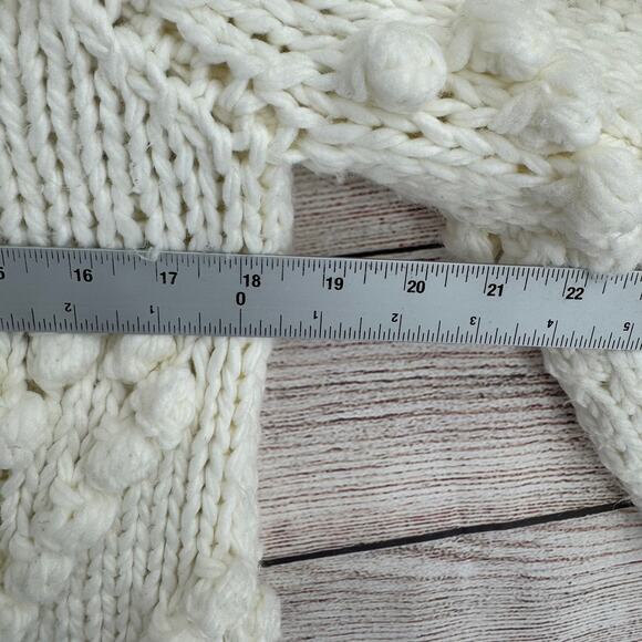 Vici Pom Pom Open Front Cardigan Sweater Womens Medium Ivory White - Picture 6 of 7